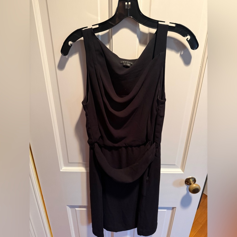 Theory Black Sleeveless Draped Mini Dress